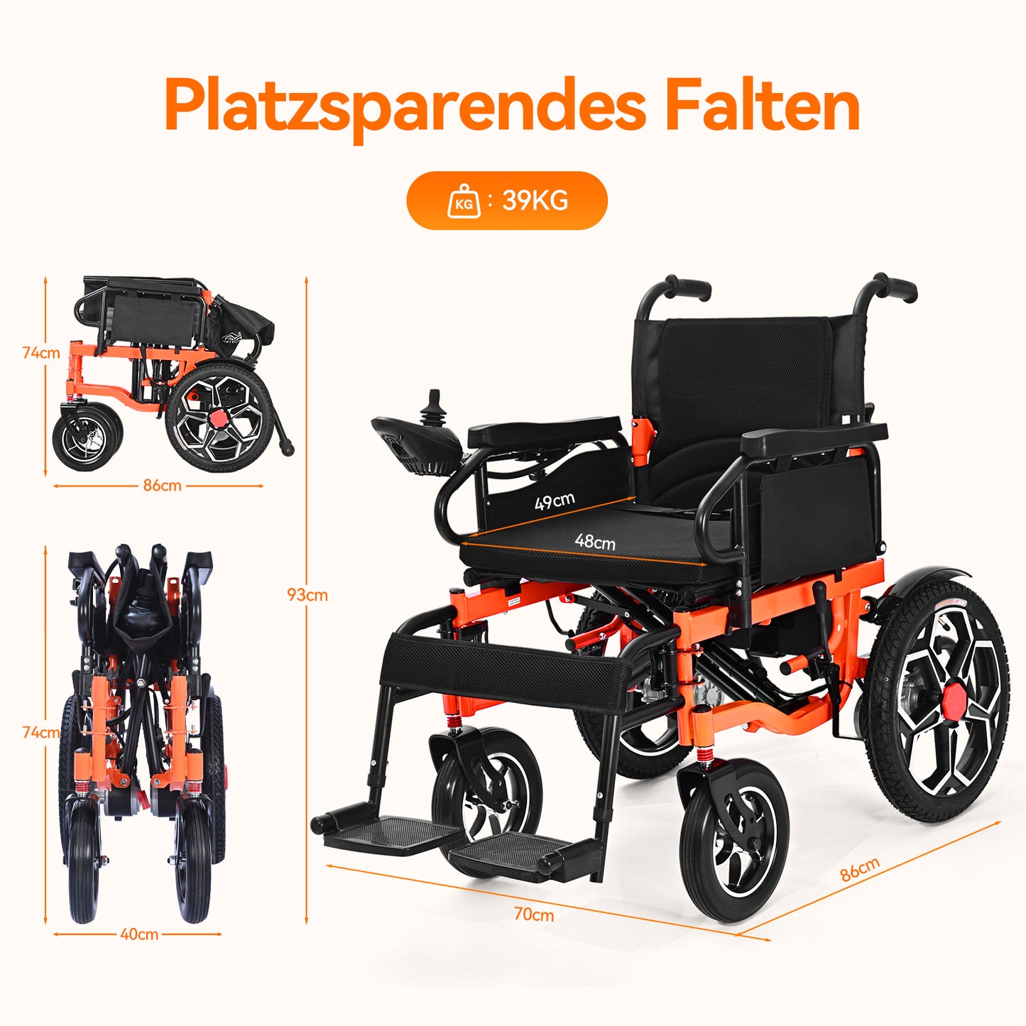 Invvqu D09 Faltbarer Elektrorollstuhl – 500W, 20Ah Akku, 30 km Reichweite, bis 150 kg