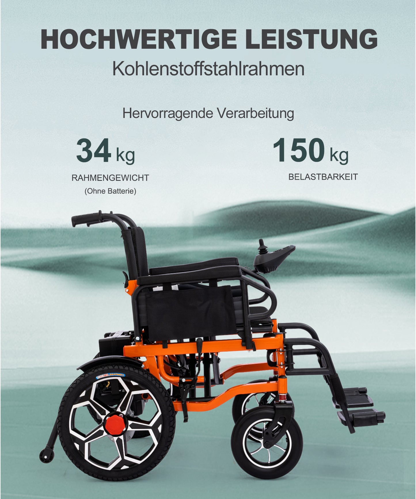 Invvqu D09 Faltbarer Elektrorollstuhl – 500W, 20Ah Akku, 30 km Reichweite, bis 150 kg