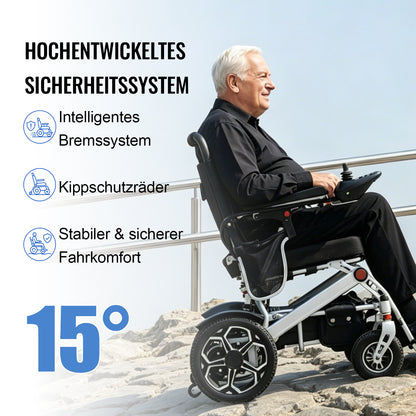 Invvqu E10 – Kompakter faltbarer Elektrorollstuhl, 500 W, mit Doppel 12Ah Akku Reichweite 2 x 20 km