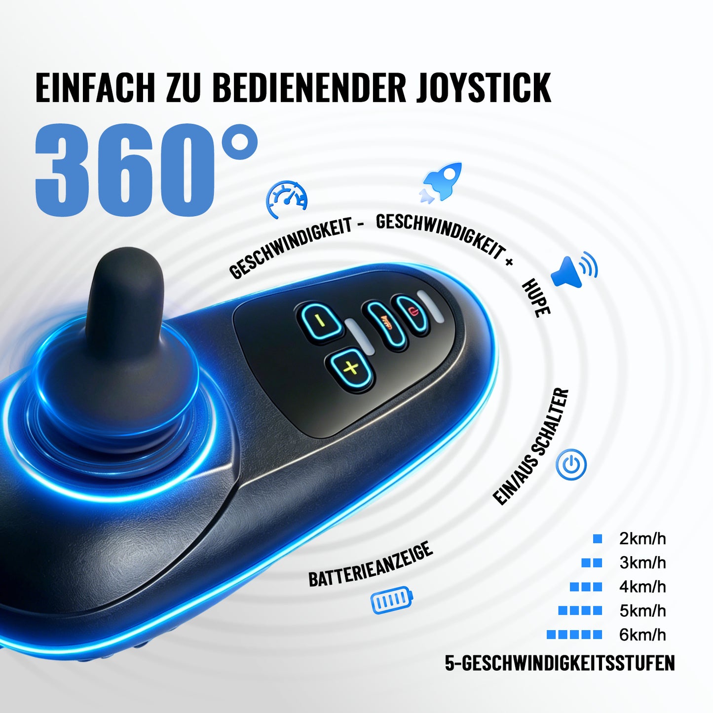 Invvqu E10 – Kompakter faltbarer Elektrorollstuhl, 500 W, mit Doppel 12Ah Akku Reichweite 2 x 20 km