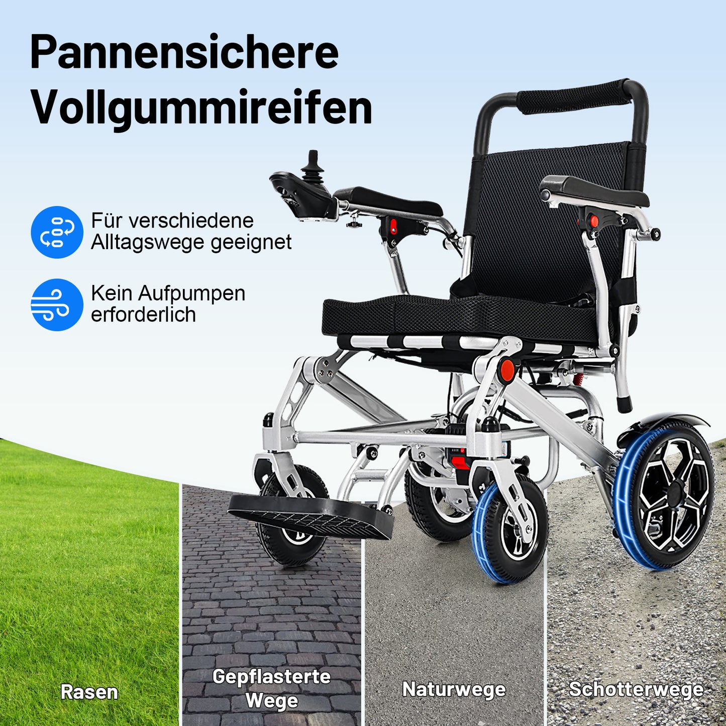 Invvqu E10 – Faltbarer Elektrorollstuhl, 500 W, 12 Ah, ideal für Alltag und Begleitung