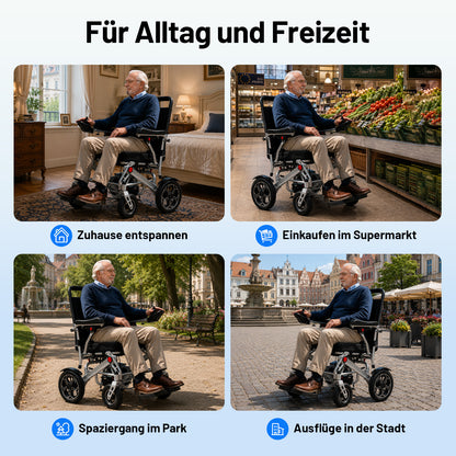 Invvqu E10 – Faltbarer Elektrorollstuhl, 500 W, 12 Ah, ideal für Alltag und Begleitung