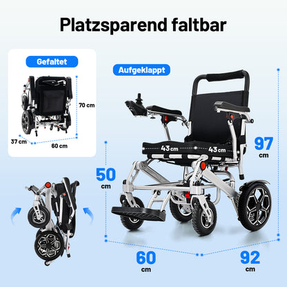 Invvqu E10 – Faltbarer Elektrorollstuhl, 500 W, 12 Ah, ideal für Alltag und Begleitung