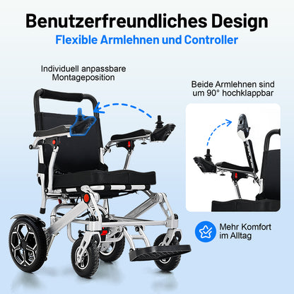 Invvqu E10 – Faltbarer Elektrorollstuhl, 500 W, 12 Ah, ideal für Alltag und Begleitung