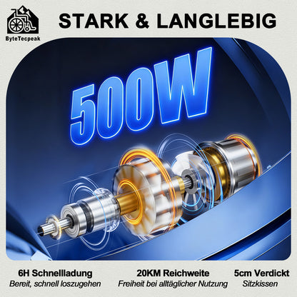 Invvqu D14 Elektrorollstuhl Schwarz 18,5 kg 500W 12Ah faltbar & leicht