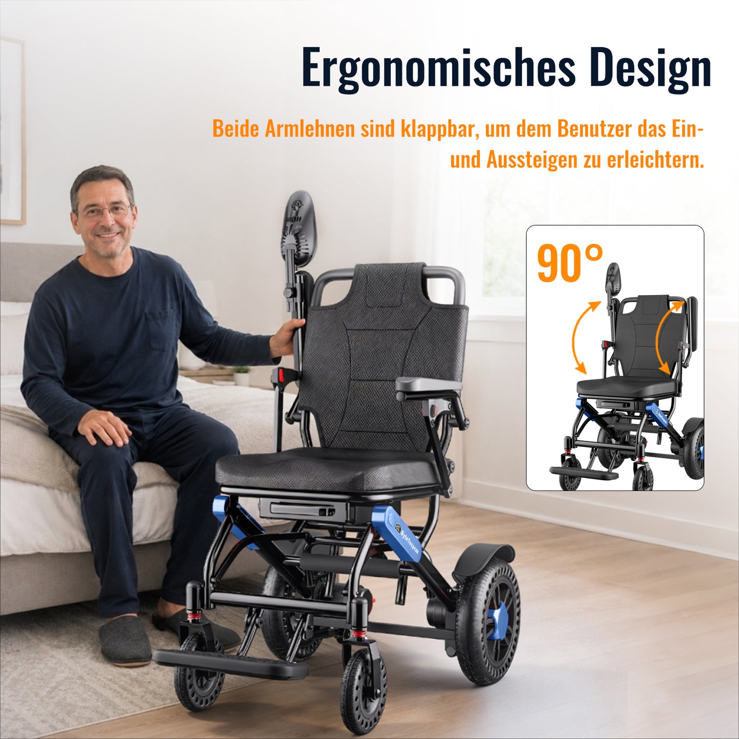 Invvqu V4L – Faltbarer Elektrorollstuhl mit leistungsstarkem 500-W-Motor und zwei 10-Ah-Akkus, Reichweite 2 x 20 km