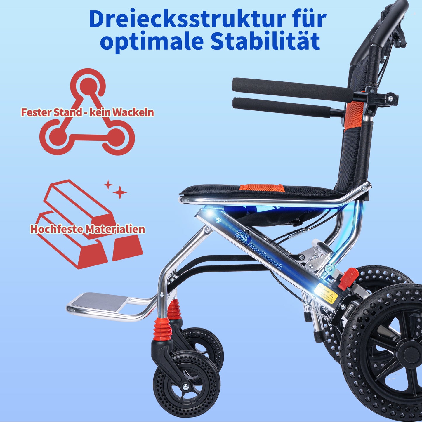 Invvqu M2 Faltbarer Rollstuhl – Leicht, Aluminiumrahmen, Reisefreundlich