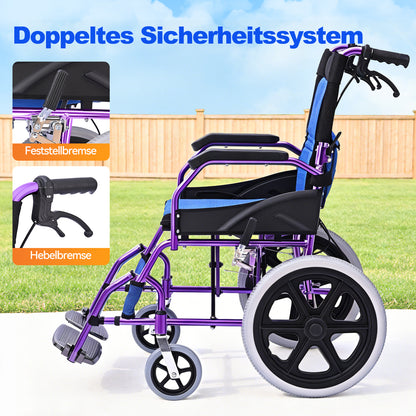 Invvqu M3-L – Faltbarer leichter Senioren-Begleitrollstuhl, 10 kg, 100 kg Tragkraft, Aluminium