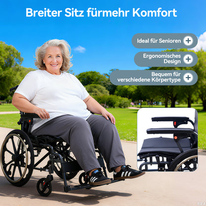 Invvqu M4 Faltbarer Rollstuhl – Leicht, Manueller Aluminium Rollstuhl, 100 kg