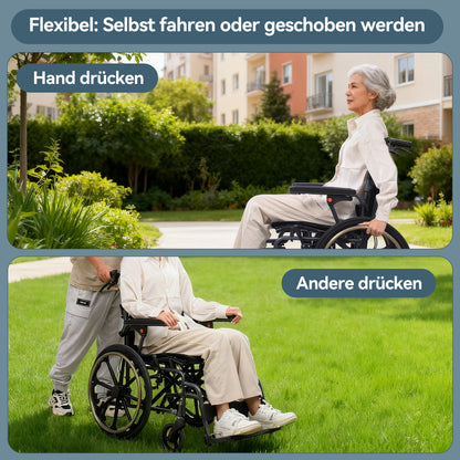 Invvqu M4 Faltbarer Rollstuhl – Leicht, Manueller Aluminium Rollstuhl, 100 kg