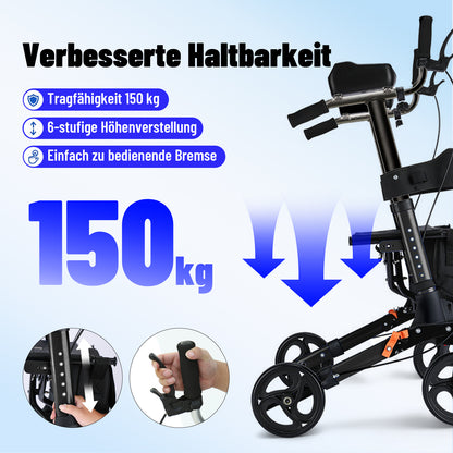 Invvqu W2-S – Rollator mit Unterarmstützen und Armauflagen, höhenverstellbar, bis 150 kg