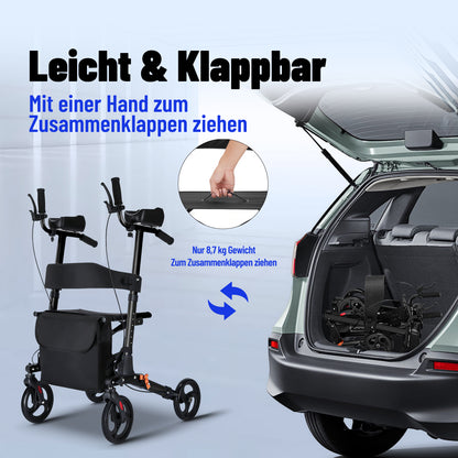 Invvqu W2-S – Rollator mit Unterarmstützen und Armauflagen, höhenverstellbar, bis 150 kg