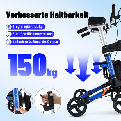 Invvqu R2 Rollator mit Sitz – Leicht, klappbar & höhenverstellbar, 150 kg