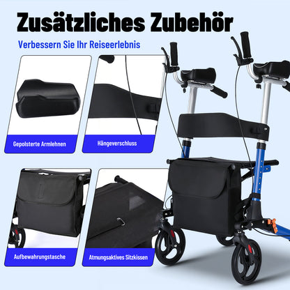 Invvqu R2 Rollator mit Sitz – Leicht, klappbar & höhenverstellbar, 150 kg