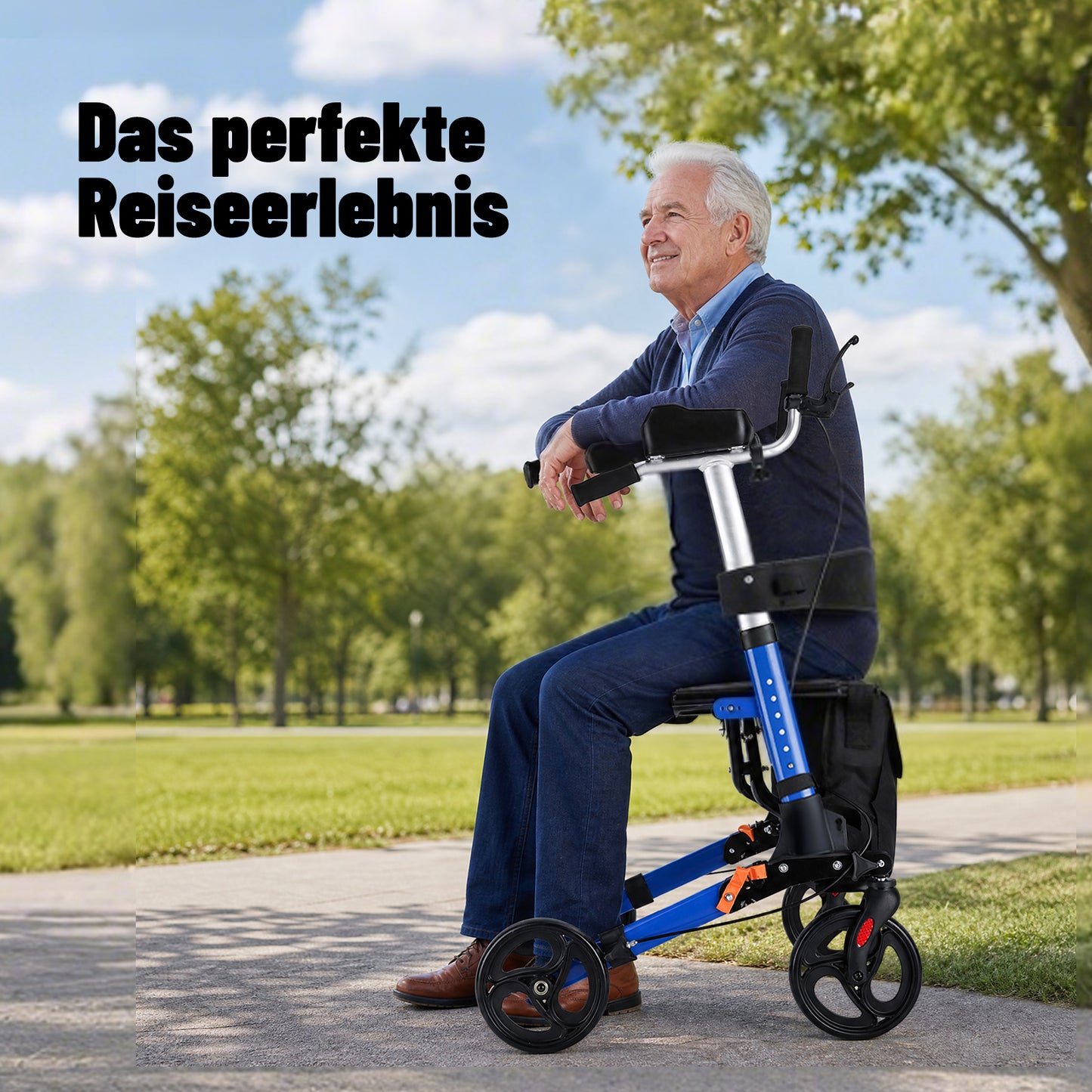 Invvqu R2 Rollator mit Sitz – Leicht, klappbar & höhenverstellbar, 150 kg
