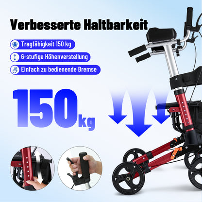 Invvqu W2-R – Rollator mit Unterarmstützen und Armauflagen, höhenverstellbar, bis 150 kg