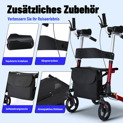 Invvqu W2-R – Rollator mit Unterarmstützen und Armauflagen, höhenverstellbar, bis 150 kg