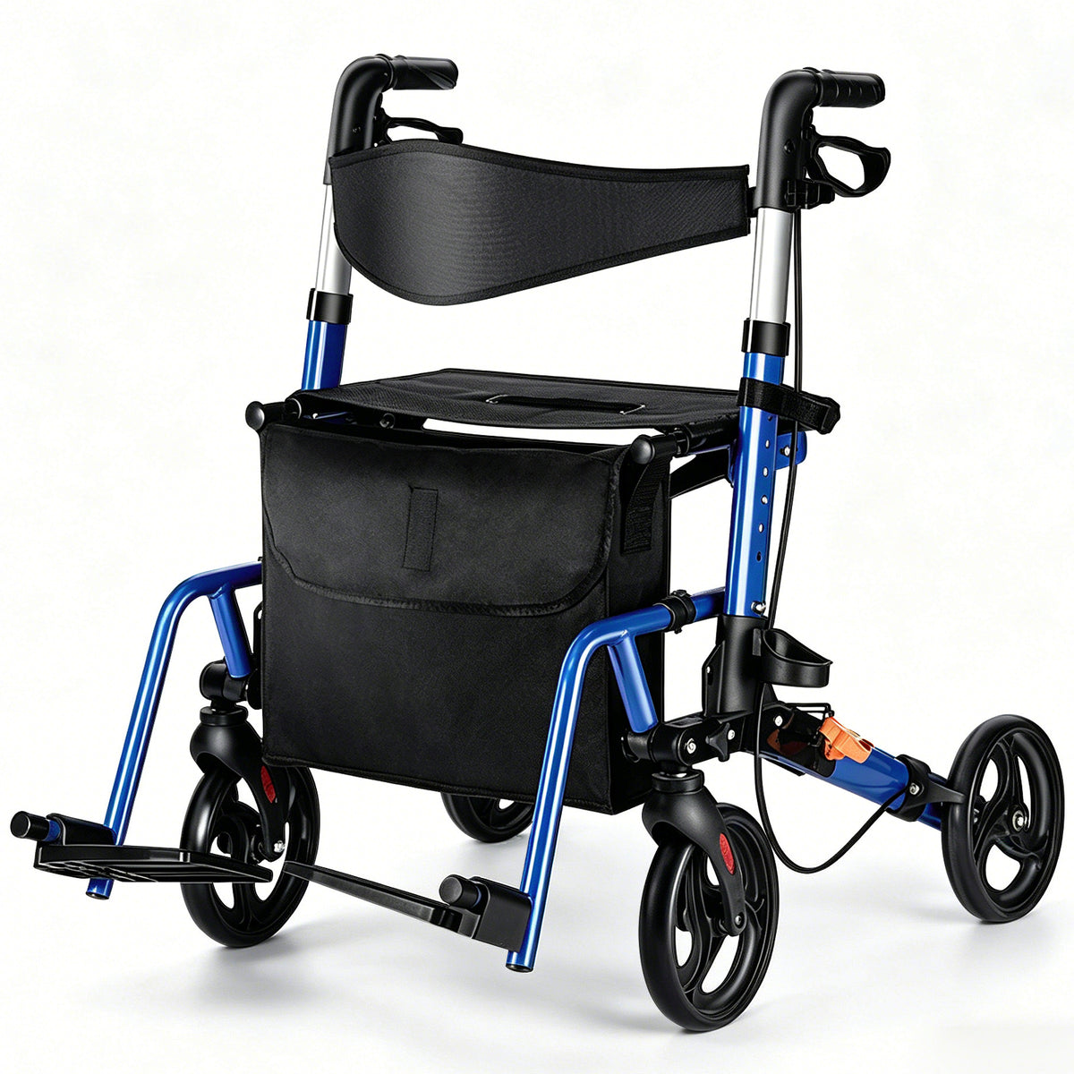 Invvqu W3-B – 2-in-1 Rollator & Transportstuhl mit Fußstützen, faltbar, bis 150 kg