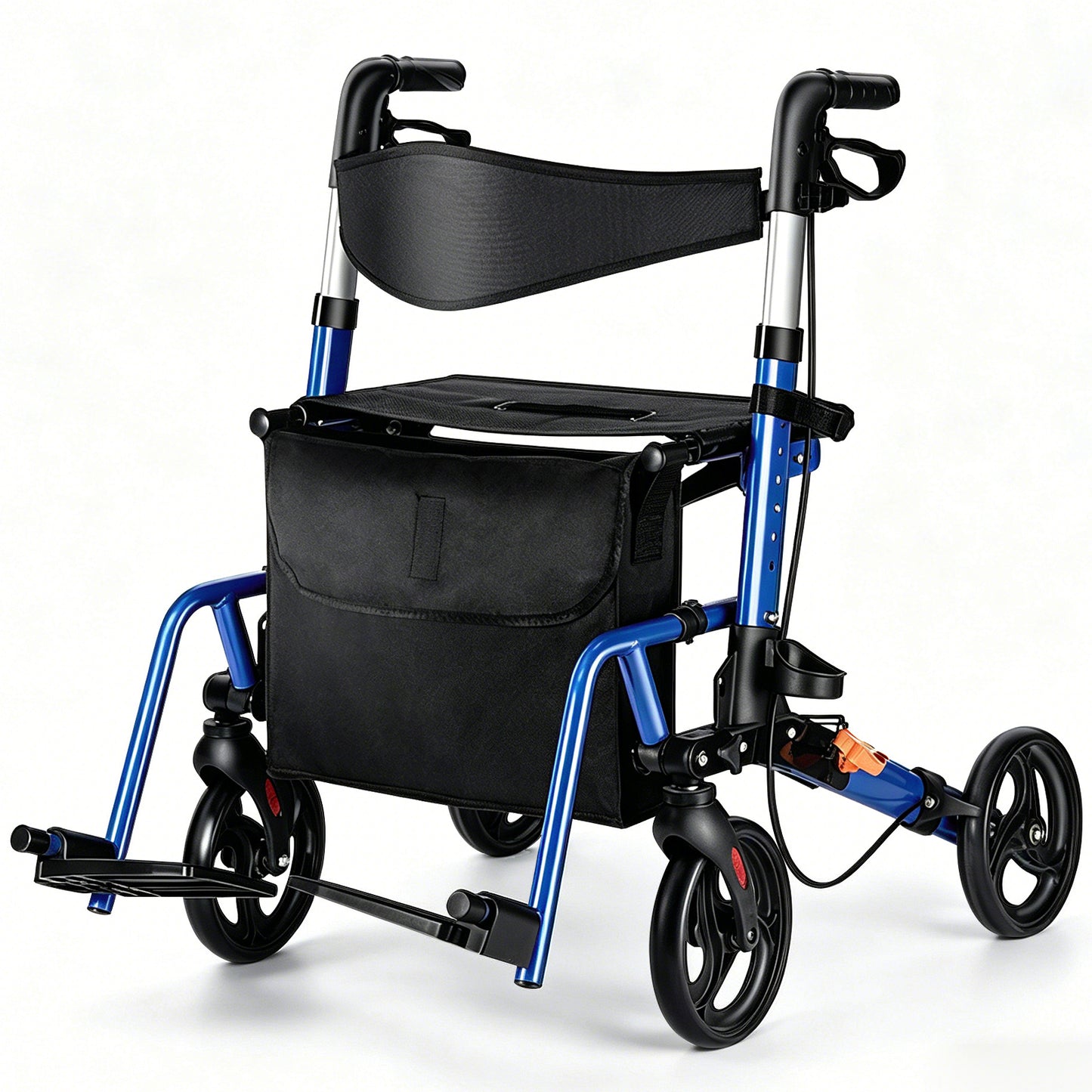 Invvqu W3-B – 2-in-1 Rollator & Transportstuhl mit Fußstützen, faltbar, bis 150 kg