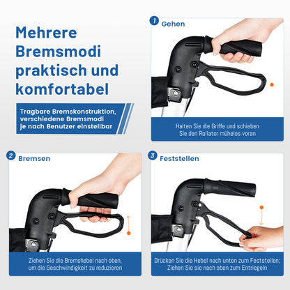 Invvqu W3-B – 2-in-1 Rollator & Transportstuhl mit Fußstützen, faltbar, bis 150 kg