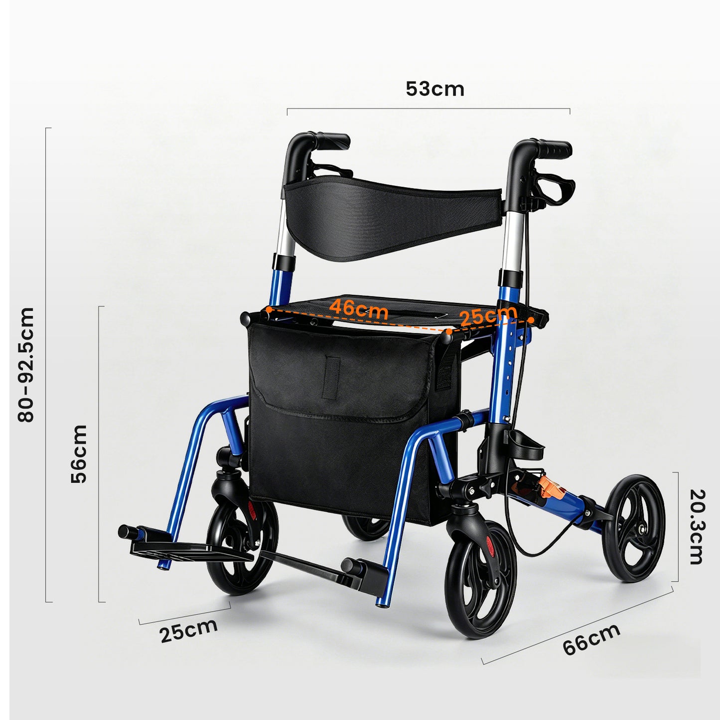 Invvqu W3-B – 2-in-1 Rollator & Transportstuhl mit Fußstützen, faltbar, bis 150 kg