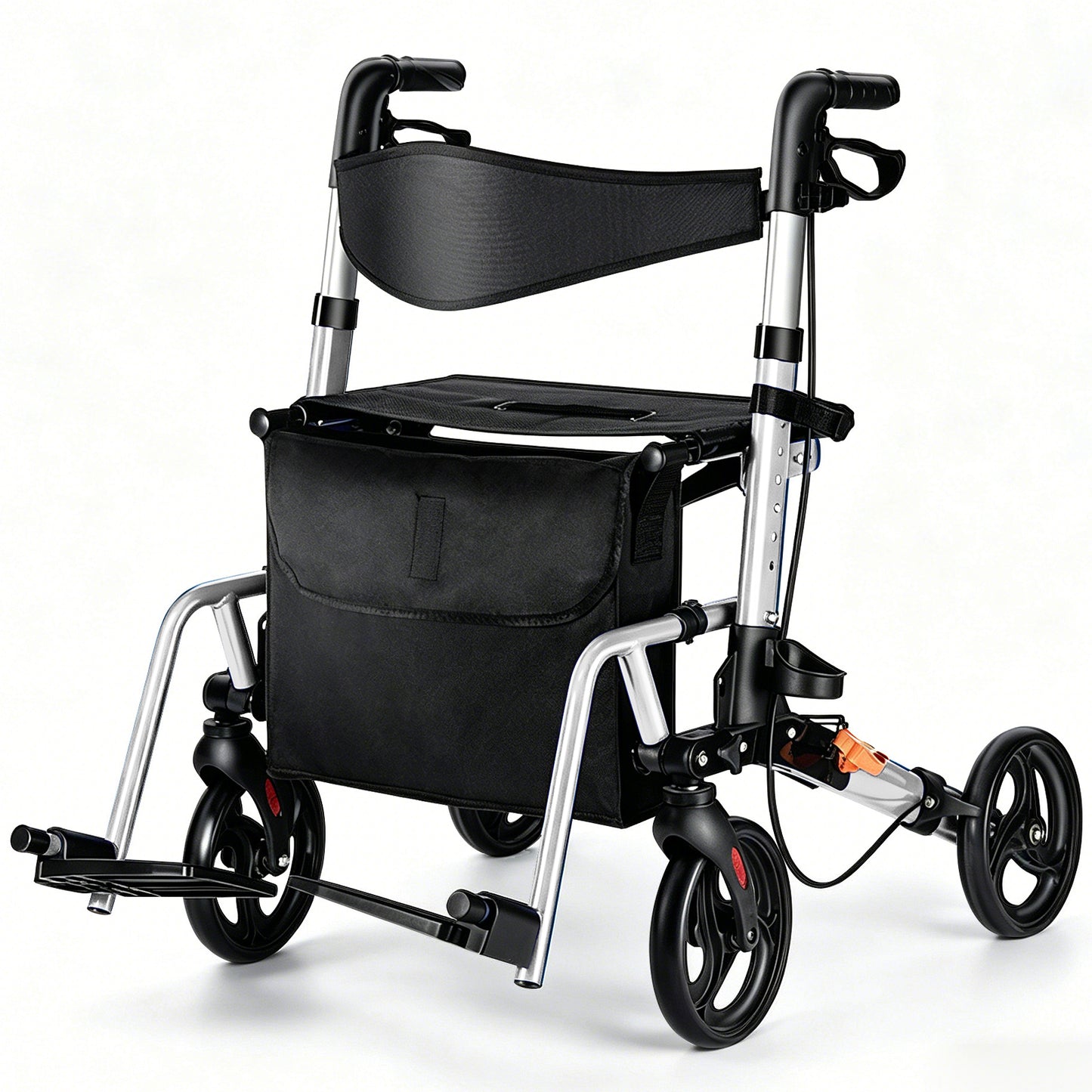 Invvqu W3-Y – 2-in-1 Rollator & Transportstuhl mit Fußstützen, faltbar, bis 150 kg