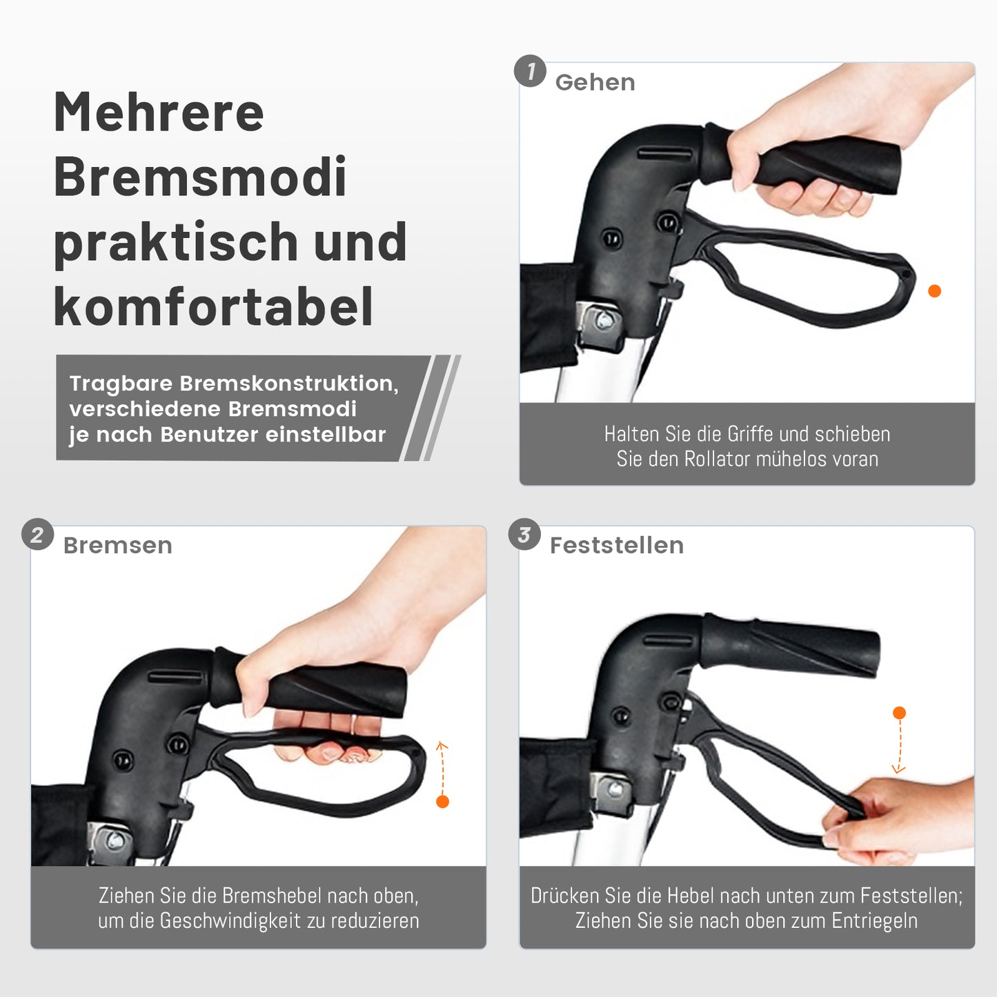 Invvqu W3-Y – 2-in-1 Rollator & Transportstuhl mit Fußstützen, faltbar, bis 150 kg