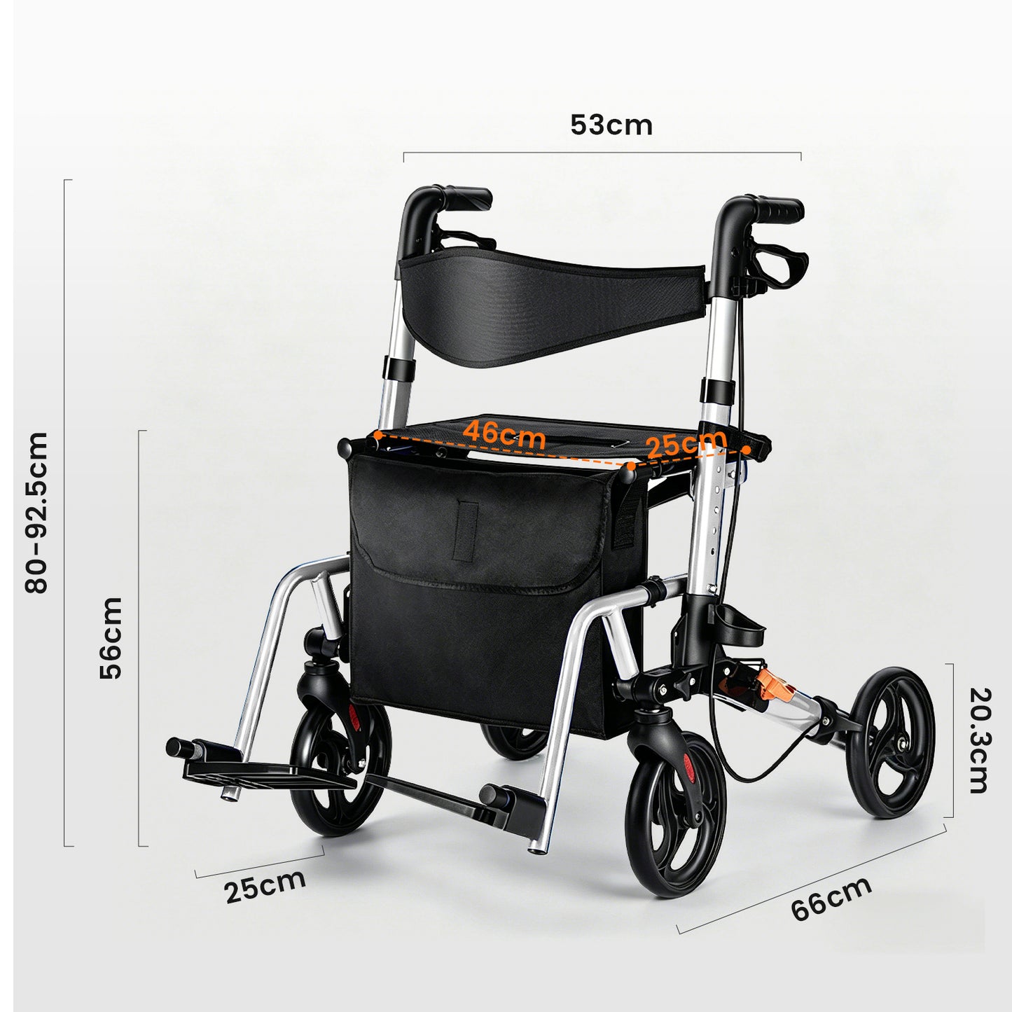 Invvqu W3-Y – 2-in-1 Rollator & Transportstuhl mit Fußstützen, faltbar, bis 150 kg