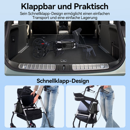 Invvqu W4-S– Stabiler Rollator mit Sitz & Tasche, 150 kg Tragkraft, 8-Zoll-Räder, Blau
