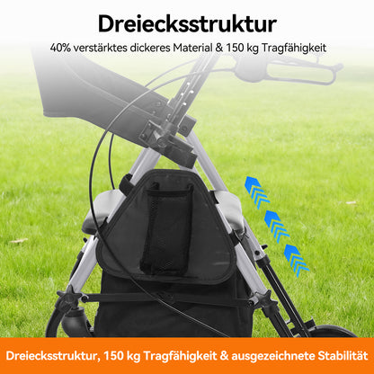 Invvqu W4-S– Stabiler Rollator mit Sitz & Tasche, 150 kg Tragkraft, 8-Zoll-Räder, Blau