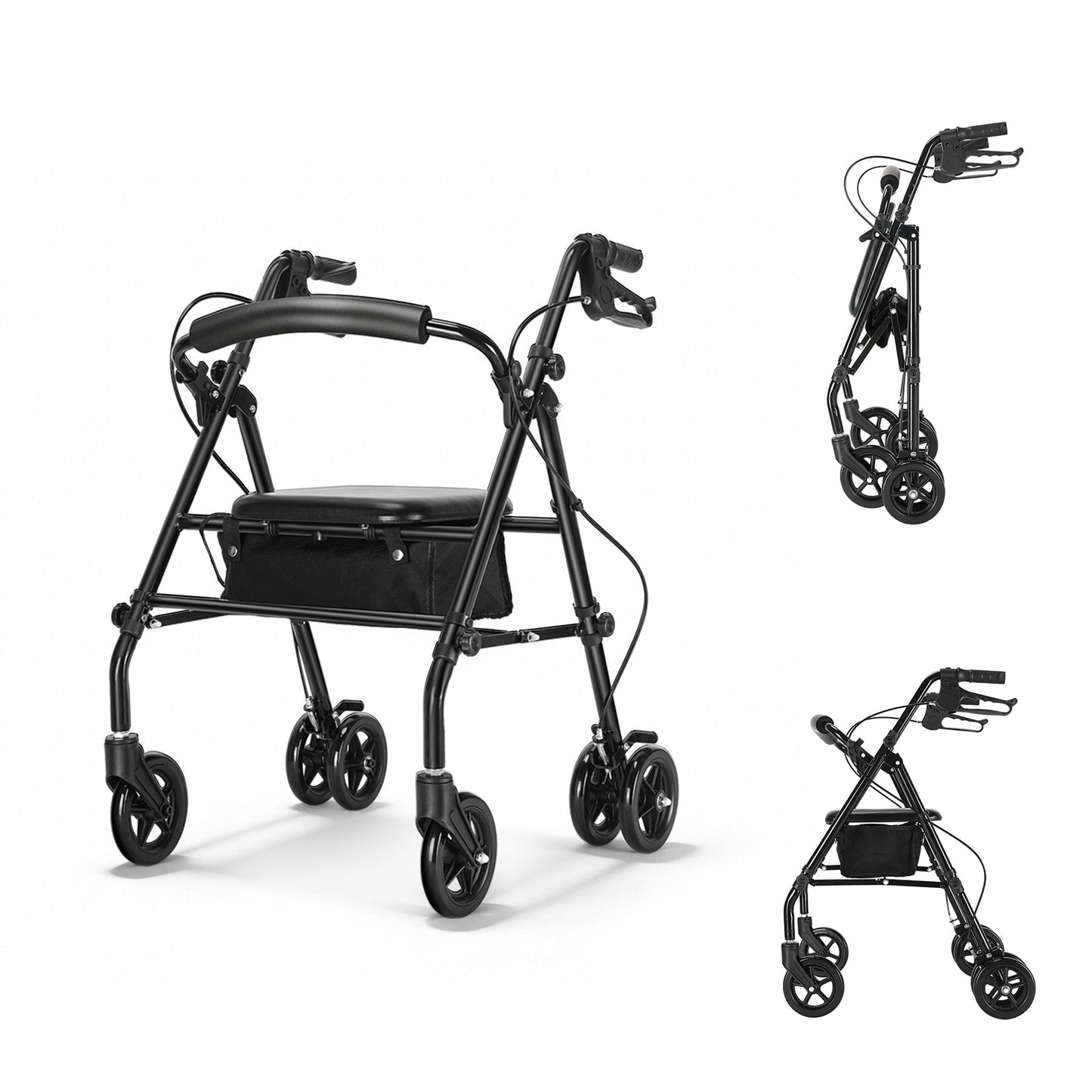 Invvqu W5 – Leichter faltbarer Rollator, 8,14 kg, mit Sitz & Tasche, höhenverstellbartellbar