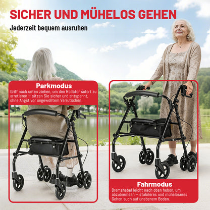 Invvqu W5 – Leichter faltbarer Rollator, 8,14 kg, mit Sitz & Tasche, höhenverstellbartellbar