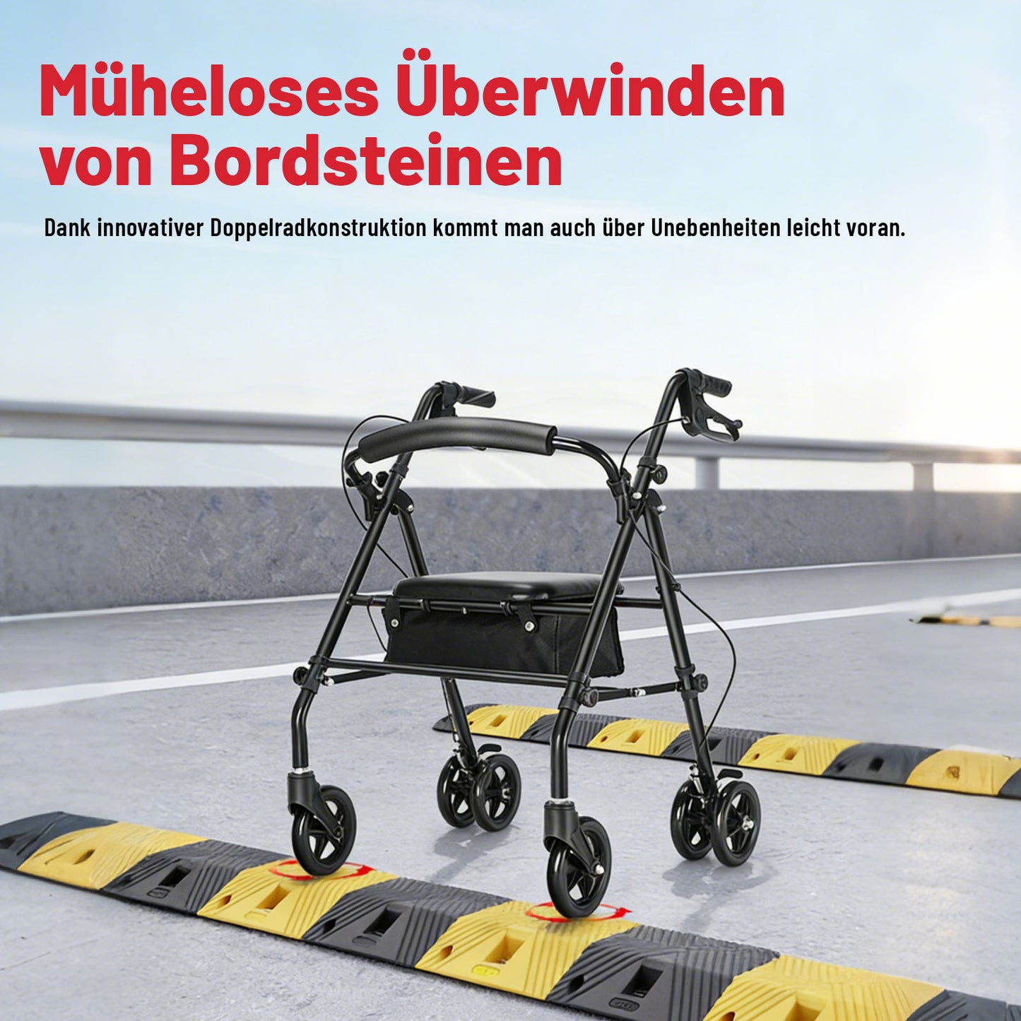 Invvqu W5 – Leichter faltbarer Rollator, 8,14 kg, mit Sitz & Tasche, höhenverstellbartellbar