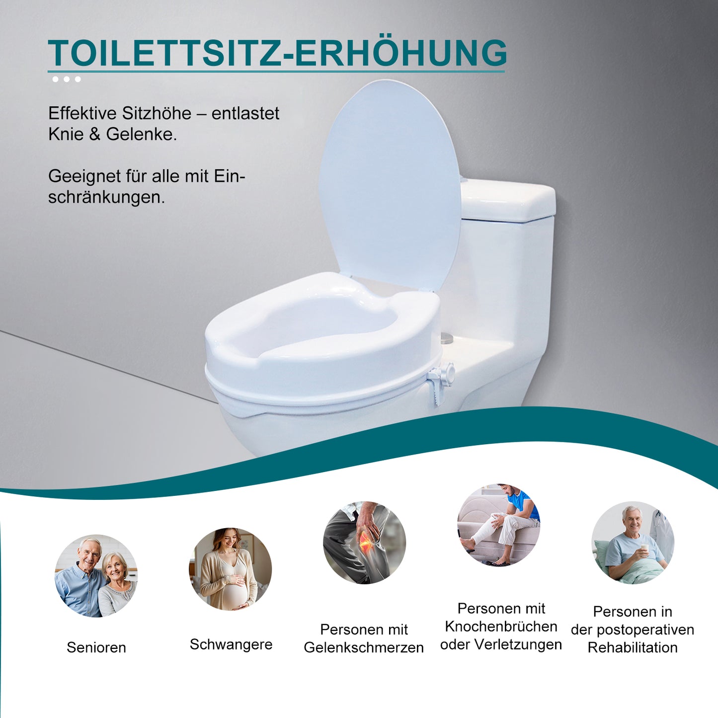 Invvqu T01-BS – Toilettenaufsatz mit sicherem Halt, 100 kg Tragkraft, für Senioren