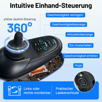 Invvqu V4-H – Faltbarer Elektrorollstuhl mit starkem 500-W-Motor, stabil bis 150 kg