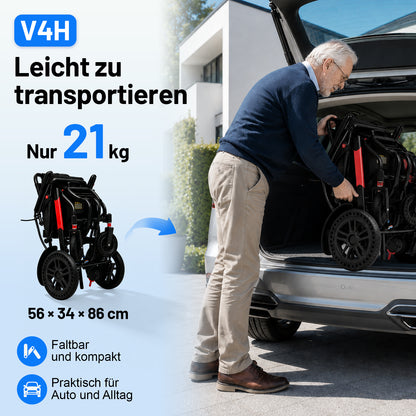 Invvqu V4-H – Faltbarer Elektrorollstuhl mit starkem 500-W-Motor, stabil bis 150 kg