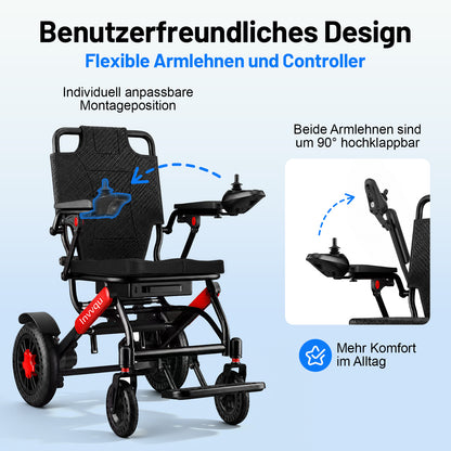 Invvqu V4-H – Faltbarer Elektrorollstuhl mit starkem 500-W-Motor, stabil bis 150 kg