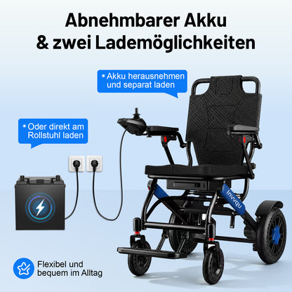 Invvqu V4-L – Stabiler faltbarer Elektrorollstuhl, 500 W, 12 Ah, bis 150 kg