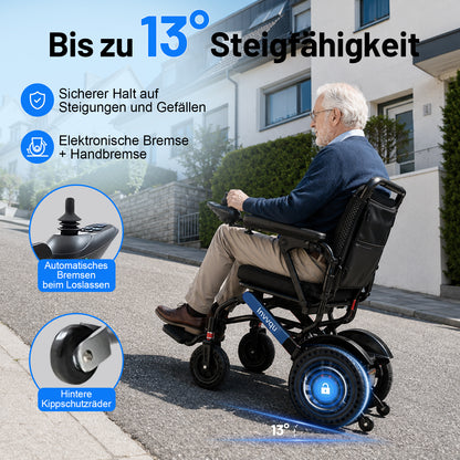 Invvqu V4-L – Stabiler faltbarer Elektrorollstuhl, 500 W, 12 Ah, bis 150 kg