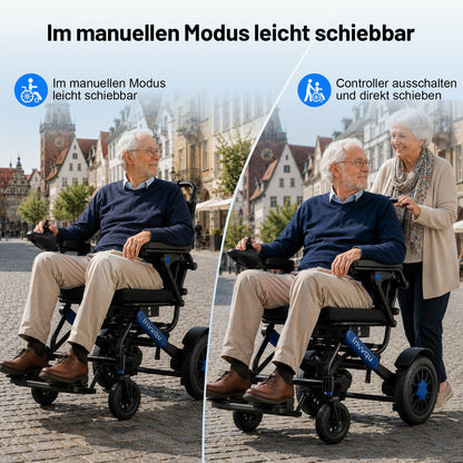 Invvqu V4-L – Stabiler faltbarer Elektrorollstuhl, 500 W, 12 Ah, bis 150 kg