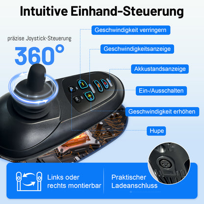 Invvqu V4-L – Stabiler faltbarer Elektrorollstuhl, 500 W, 12 Ah, bis 150 kg