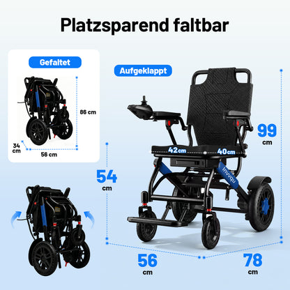 Invvqu V4-L – Stabiler faltbarer Elektrorollstuhl, 500 W, 12 Ah, bis 150 kg
