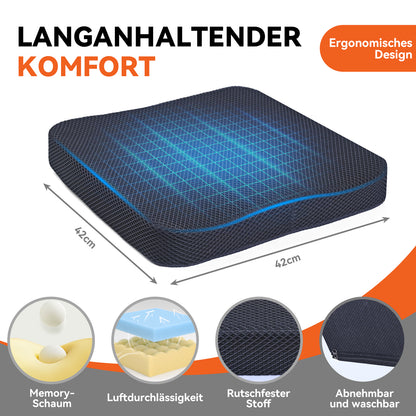 Invvqu ZD01 – Ergonomisches Sitzkissen aus Memory-Schaum, 42 × 42 cm, druckentlastend