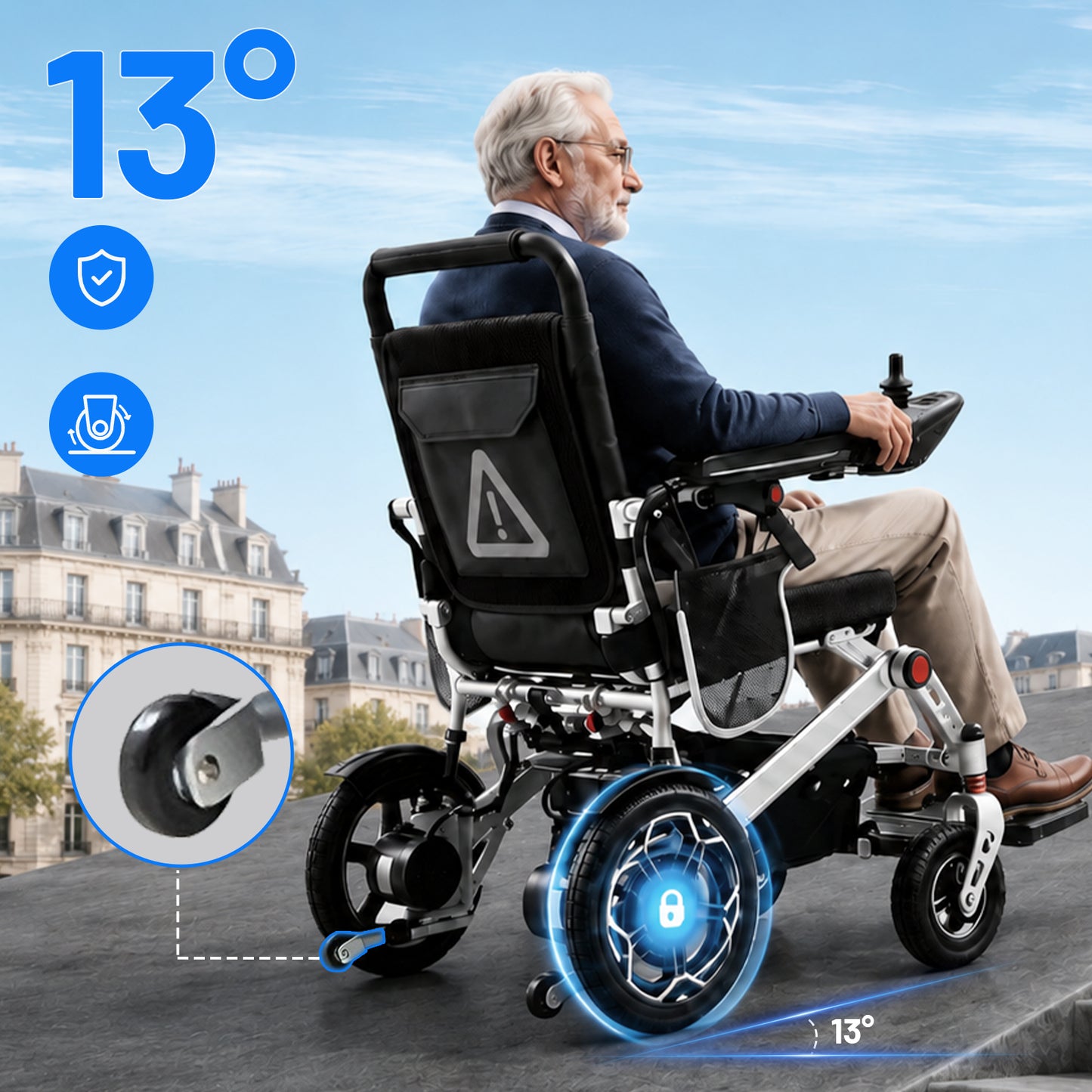 Invvqu E10 – Silla de ruedas eléctrica plegable, 500W, 12Ah, ideal para la vida diaria y acompañantes