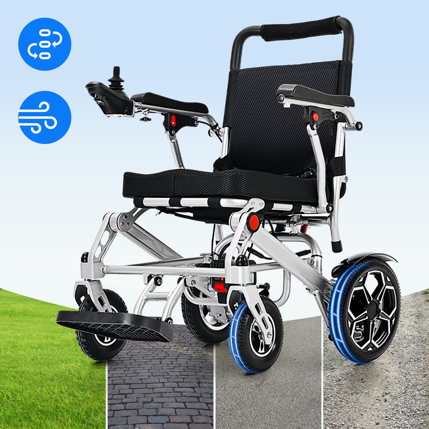 Invvqu E10 – Silla de ruedas eléctrica plegable, 500W, 12Ah, ideal para la vida diaria y acompañantes