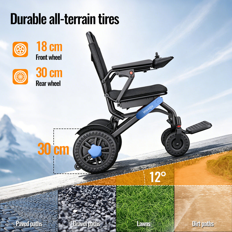 Invvqu V4-L – Stabiler faltbarer Elektrorollstuhl, 500 W, 12 Ah, bis 150 kg