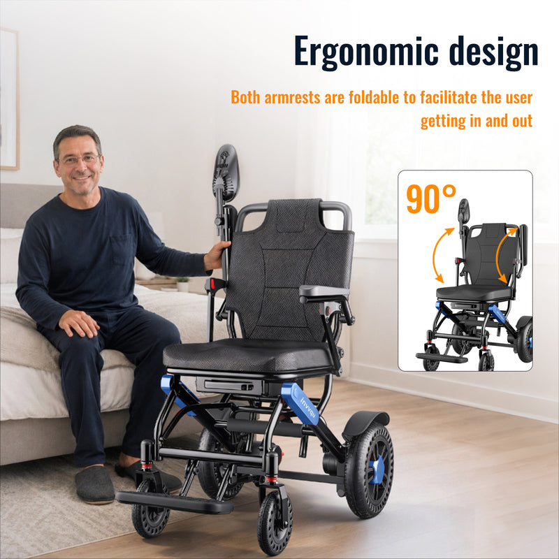 Invvqu V4-L – Stabiler faltbarer Elektrorollstuhl, 500 W, 12 Ah, bis 150 kg