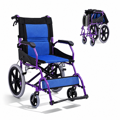 Invvqu M3-L – Faltbarer leichter Senioren-Begleitrollstuhl, 10 kg, 100 kg Tragkraft, Aluminium