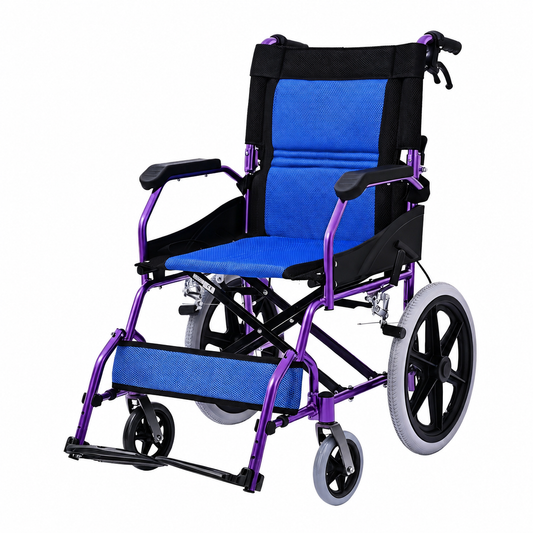 Invvqu M3-L – Faltbarer leichter Senioren-Begleitrollstuhl, 10 kg, 100 kg Tragkraft, Aluminium