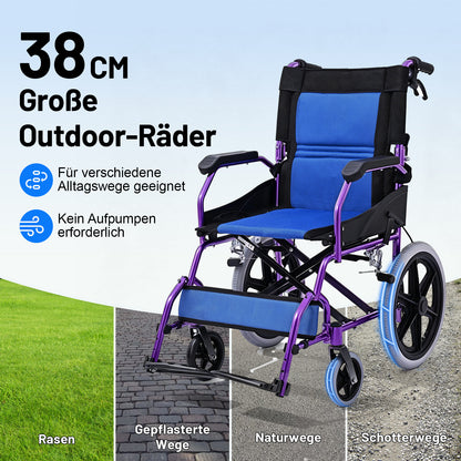 Invvqu M3-L – Faltbarer leichter Senioren-Begleitrollstuhl, 10 kg, 100 kg Tragkraft, Aluminium